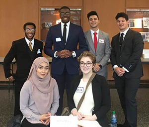 Detroit Mercy's team at the 2018 Regional Ethics Bowl Competition.
