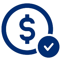 Money and checkmark graphic icon